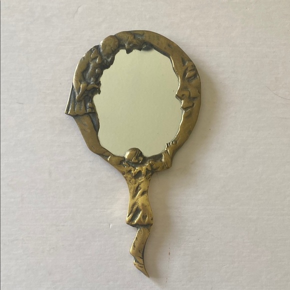 Vintage Gold Handheld Mirror Wall Decor - Picture 1 of 6